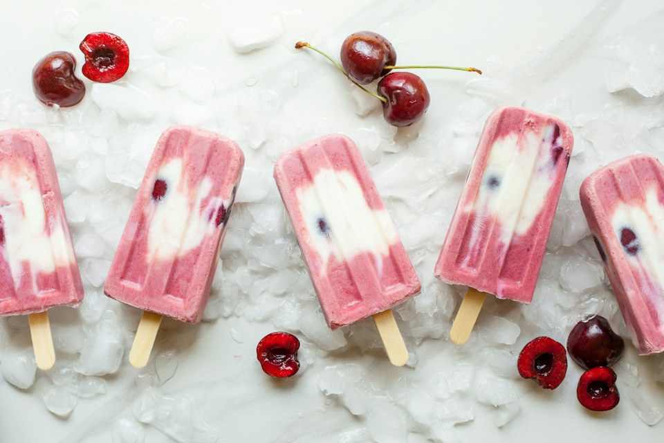 Berry-topped ice cream bars ready to share